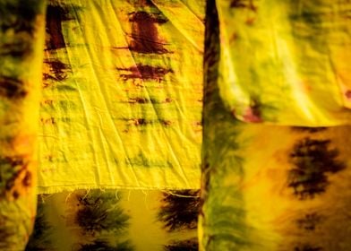 Drying yellow batik