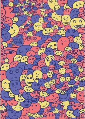 Colorful emoticon doodles 