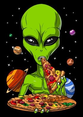 Alien Eating Pizza