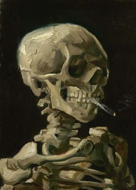 Skull with Burning Cigaret