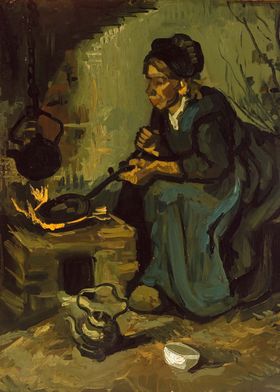 Peasant Woman Cooking by a