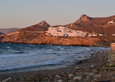 Greek coast village sunset