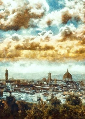 Golden sky over florence