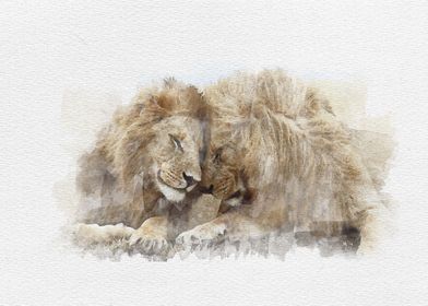 Lion Water Color