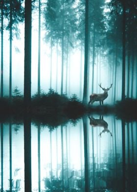 Deer in the Woods mirror