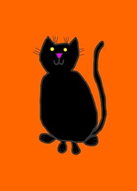 Black Cat Pumpkin Orange