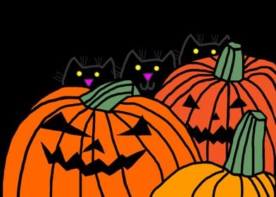 Cats with Spooky Pumpkins