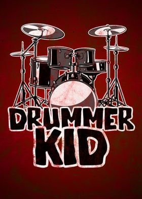 Drummer Kid Drumkit Retro