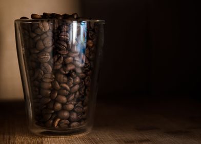 Cup of coffee beans