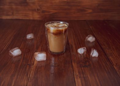 Iced coffee with ice