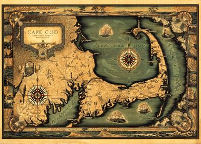 Vintage map of Cape Cod 