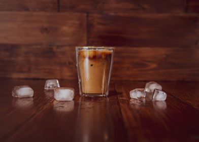 Iced coffee with ice 