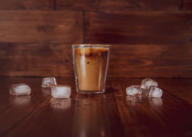 Iced coffee with ice  