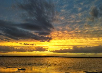 Sunset behind the sea