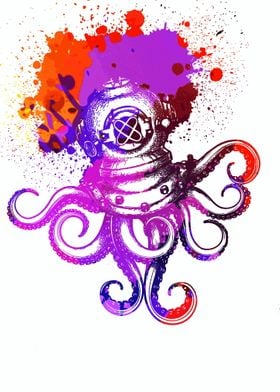 astronaut art with octopus