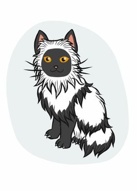 Long hair cat cartoon