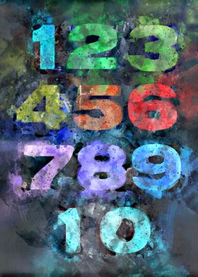 Numbers watercolor