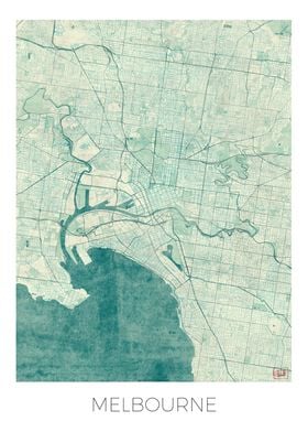 Melbourne Map Blue