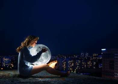 Girl and Moon