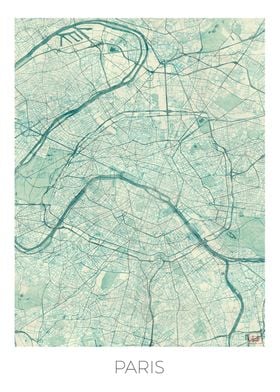 Paris Map Blue