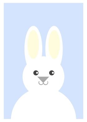 White Bunny On Blue