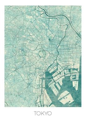 Tokyo Map Blue