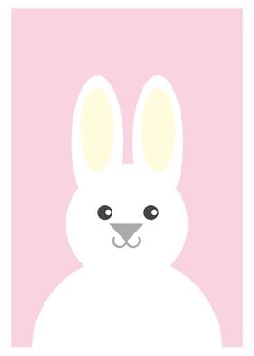 White Bunny On Pink