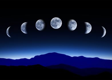 Moon phases over horizon