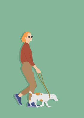 walking carrying a dog