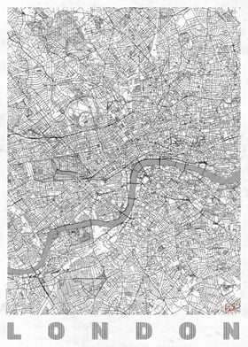 Landscape London Map Poster Black