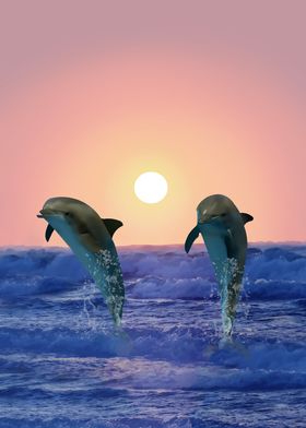 Dolphins at sunrise