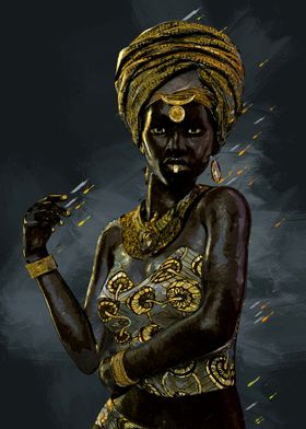 African Girl Black Gold