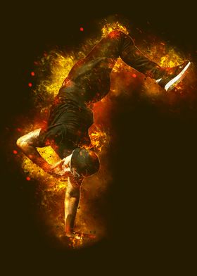 Break Dancer on fire