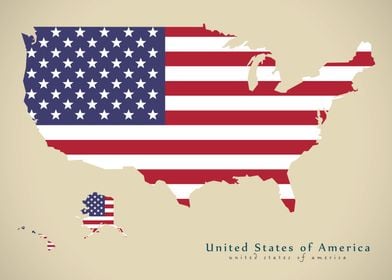 Modern Map USA with flag