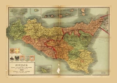 Map of Sicily 1900