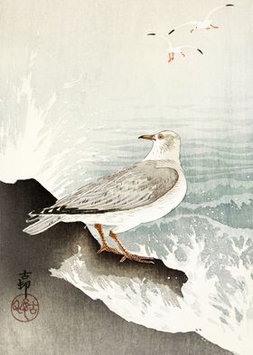 Seagulls Japanese woodcut