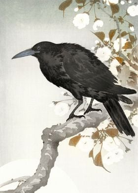 Crow on a Tree Woodblock