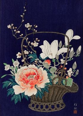 Flower basket woodblock 