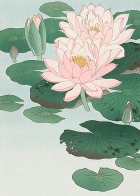 Water Lilies woodblock art