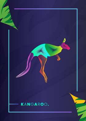 kangaroo Colorful Line Art