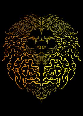 Lion head in the dark