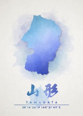 Yamagata Watercolor Map