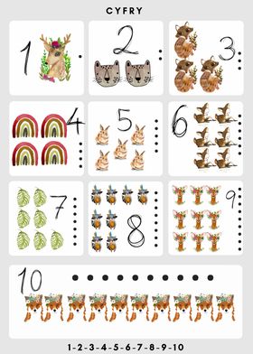 forest animals numbers set