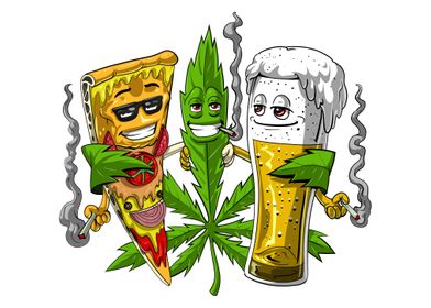 Stoner Weed Pizza Beer