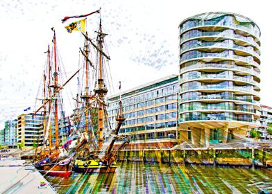 Ships at the harbor city