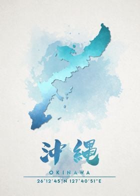 Okinawa Watercolor Map