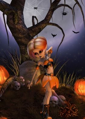 Halloween cute girl in the