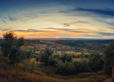 autumn sunset over hills