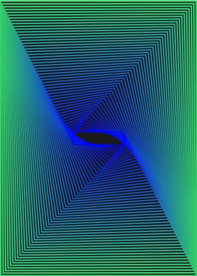 Graphic in green and blue