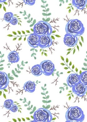 Blue watercolor roses 